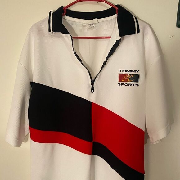 “Tommy Sports” Vintage Bootleg 1/4 Zip Polo L - Picture 2 of 13
